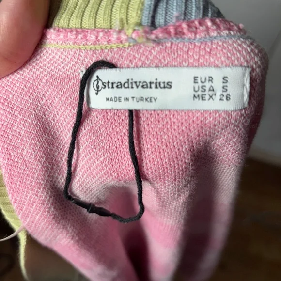 Stradivarius Gingham Cropped Oversized Colorful Tik Tok Famous Cardigan Sweater - Picture 5 of 9